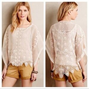 Sparrow Anthropologie Scalloped Crochet Poncho M/L‎